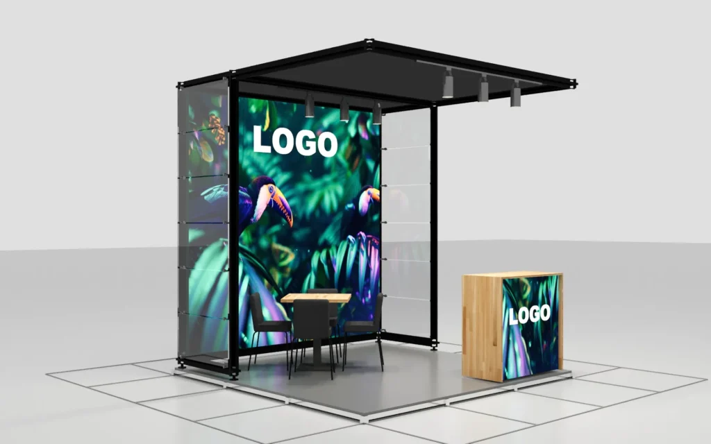 3x3 9m2 3 open-sided stand