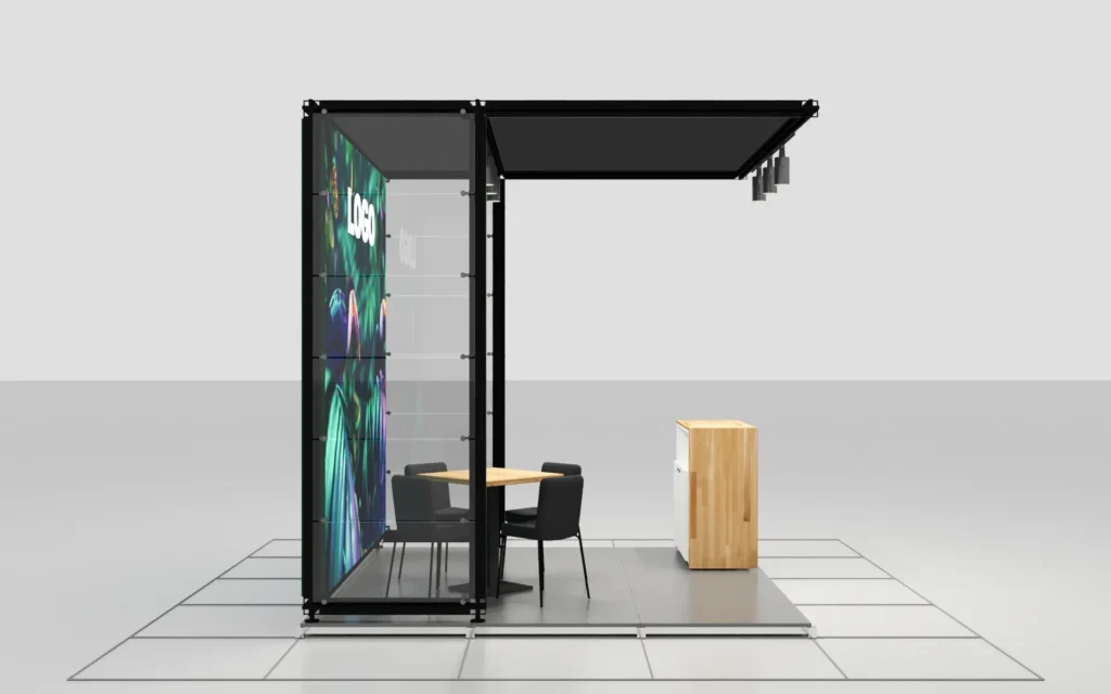 3x3 9m2 3 open-sided stand