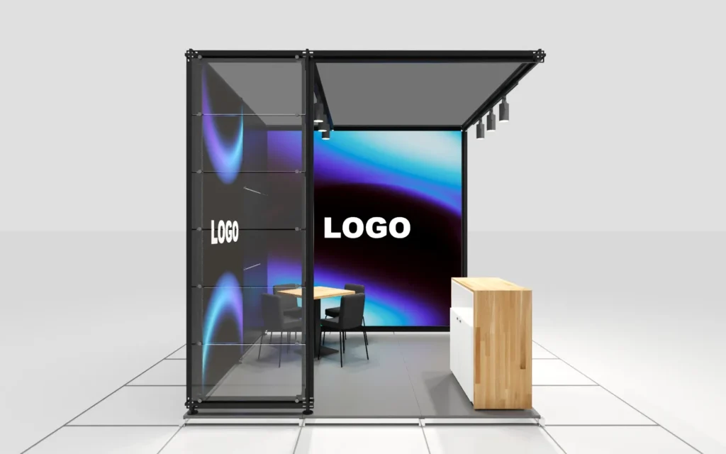 3x3 9m2 stand with 2 fronts open