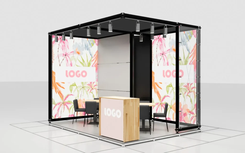 3x4 12m2 2 open-sided fair stand