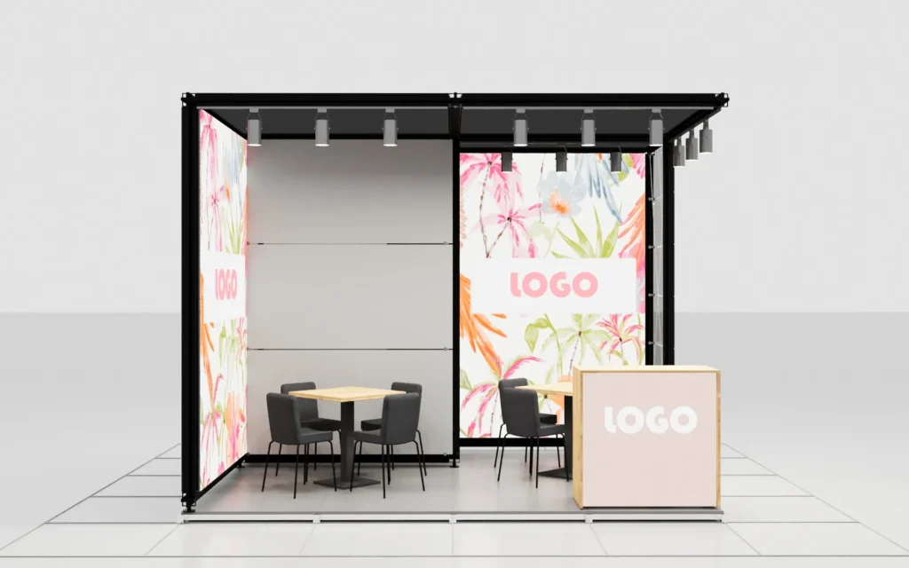 3x4 12m2 2 open-sided fair stand
