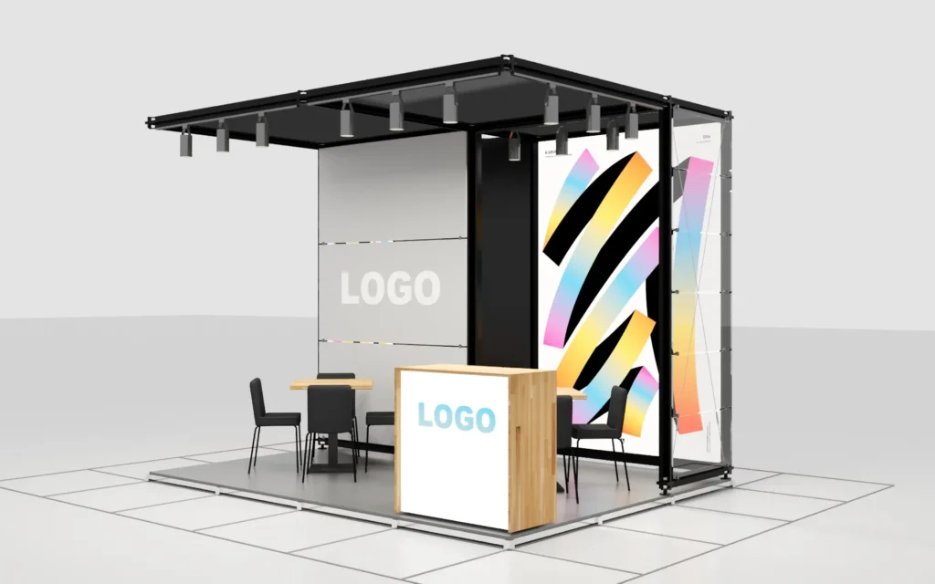 3x4 12m2 3 open-sided fair stand