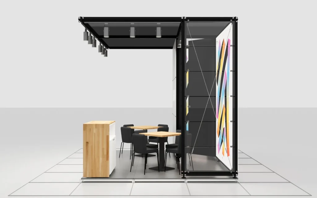 3x4 12m2 3 open-sided fair stand