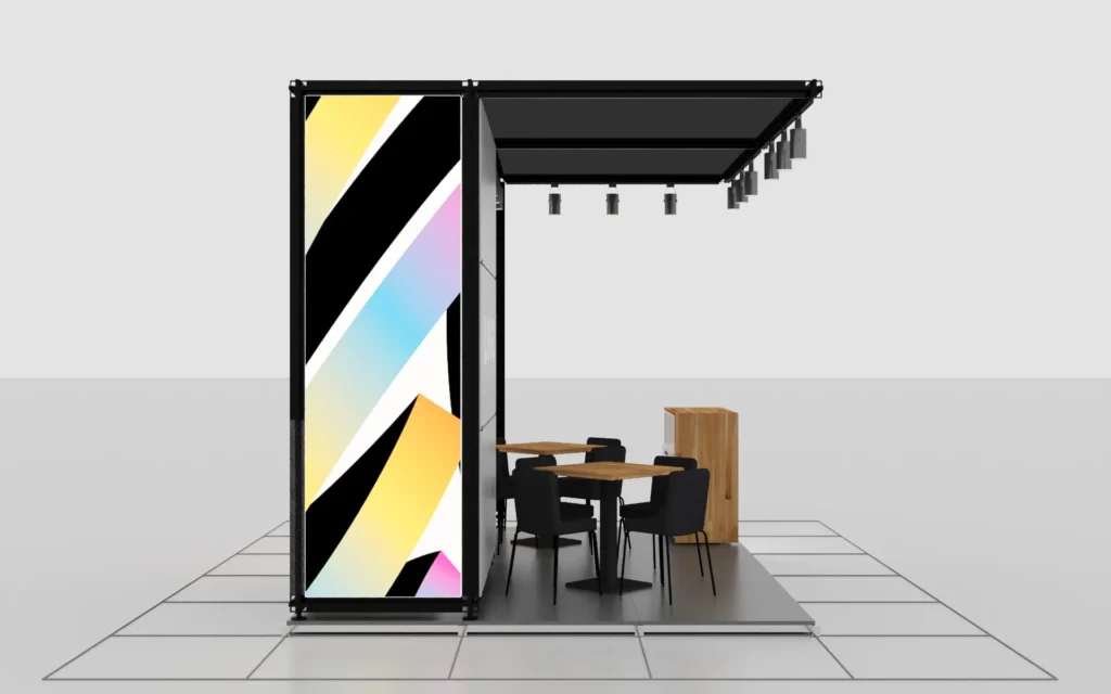 3x4 12m2 3 open-sided fair stand