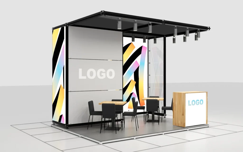 3x4 12m2 3 open-sided fair stand