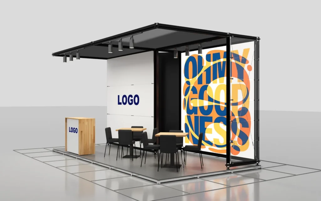 3x6 18m2 3-sided open stand