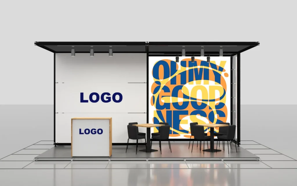 3x6 18m2 3-sided open stand