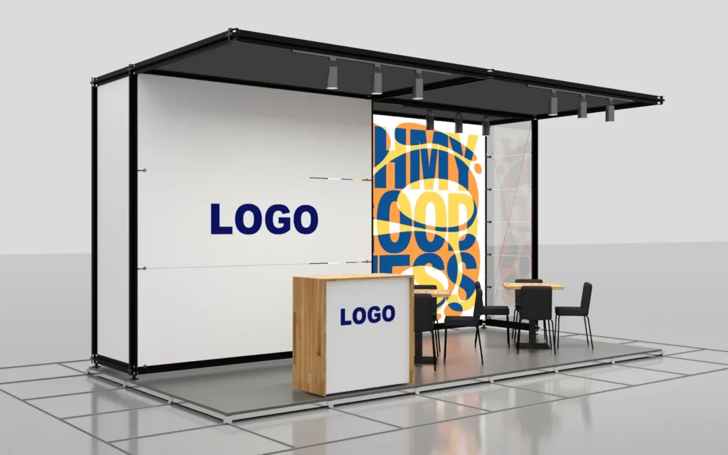 3x6 18m2 3-sided open stand